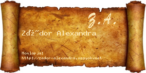Zádor Alexandra névjegykártya